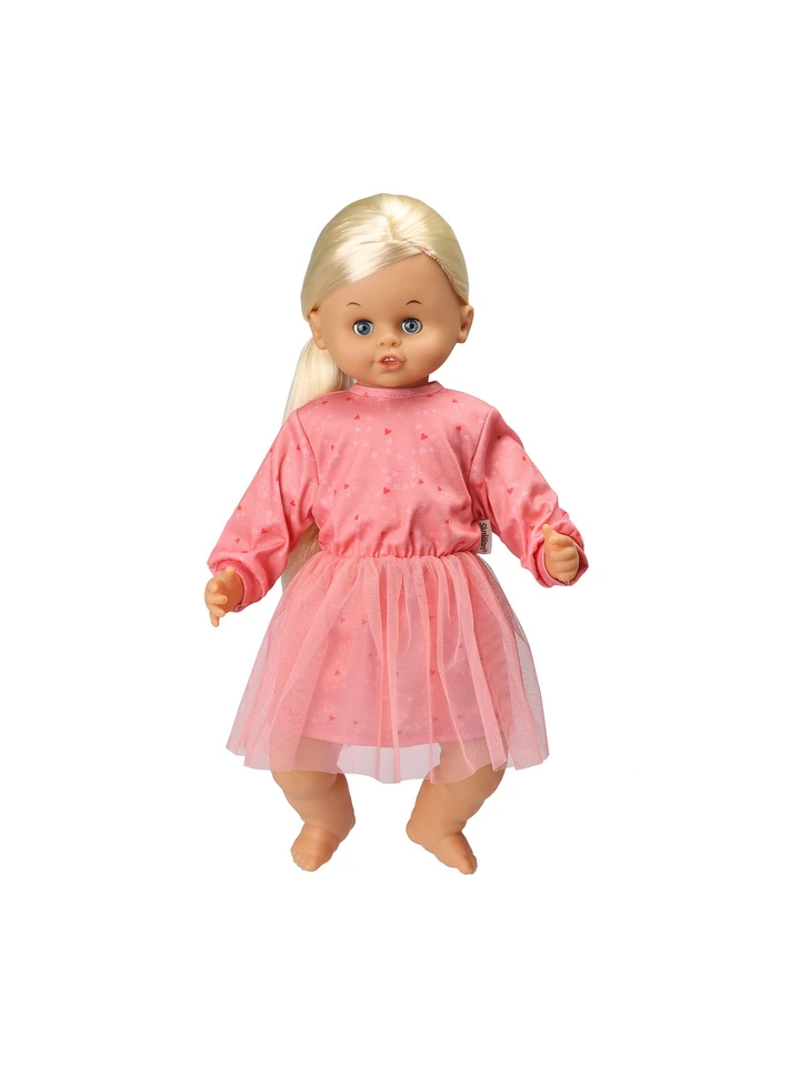 Skrållan Blond Hair Pink Dress - 45 cm