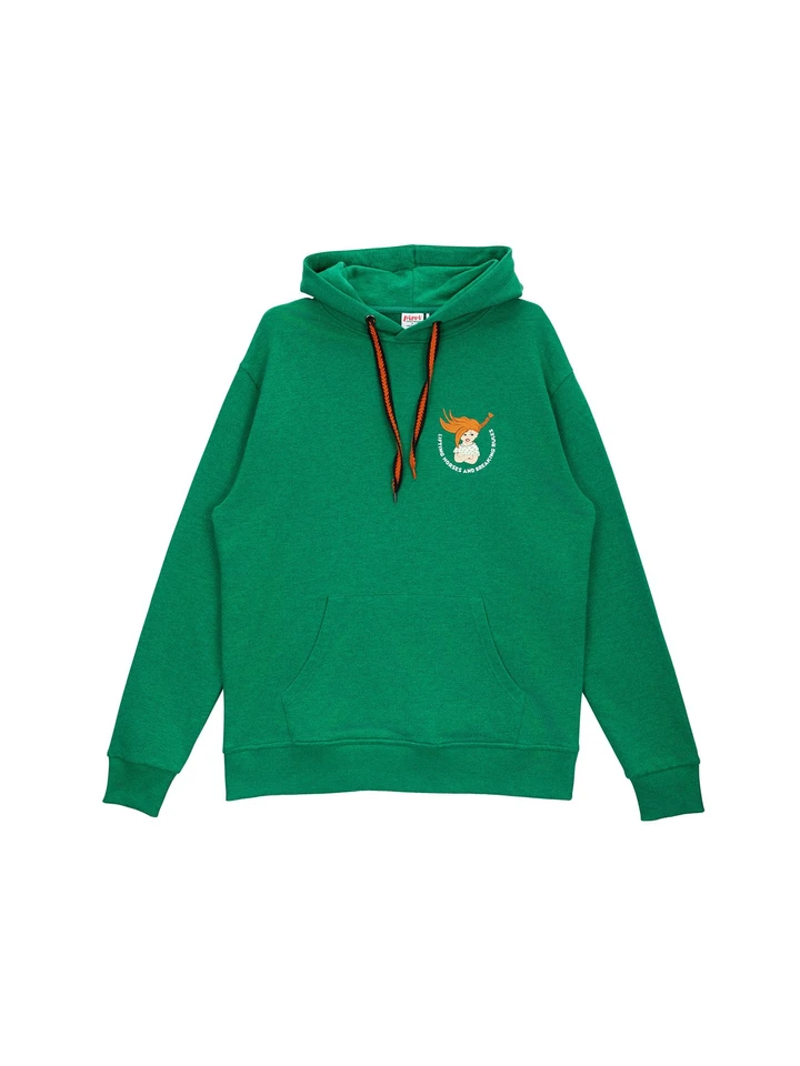 Pippi Hoodie Lifting Horses & Breaking Rules Grün - Erwachsene
