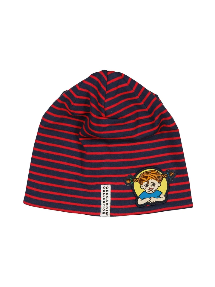 Beanie Pippi Print from Geggamoja - Blue striped