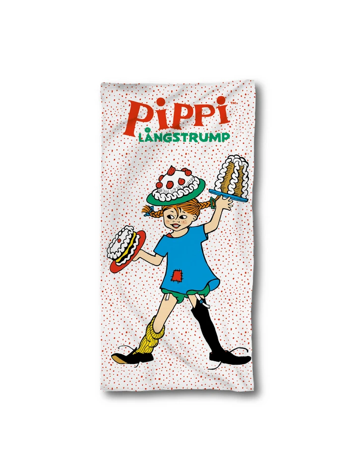 Bath Towel Pippi Cake Party  70x140 cm – White with Red Dots