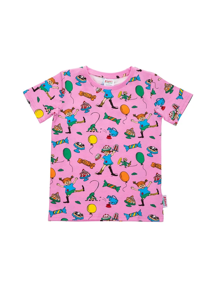 Pippi Långstrump T-shirt Kalas - Rosa