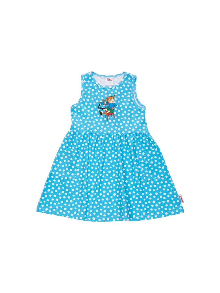Pippi Longstocking Motif Dress Dots - Blue