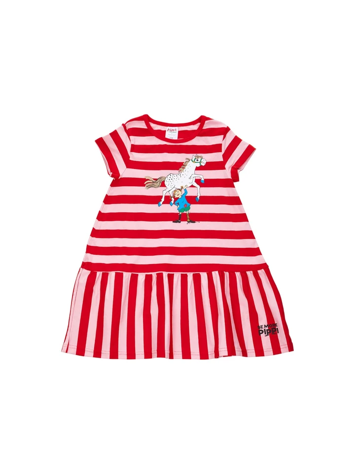 Pippi Langstrumpf Ringelkleid - Rot/Rosa