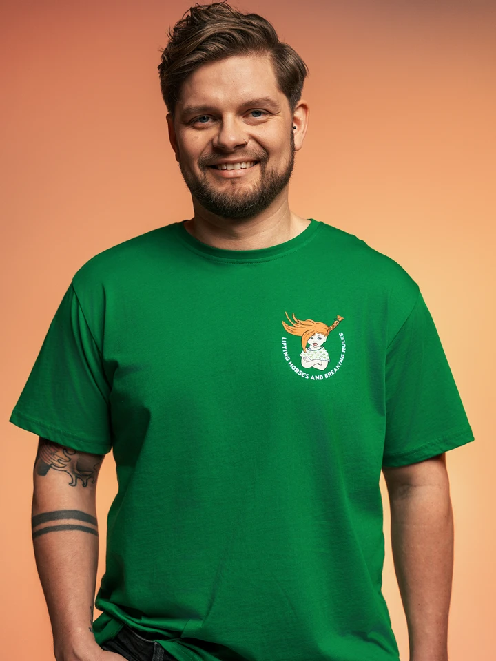 Pippi T-shirt Lifting Horses & Breaking Rules Grün - Erwachsene