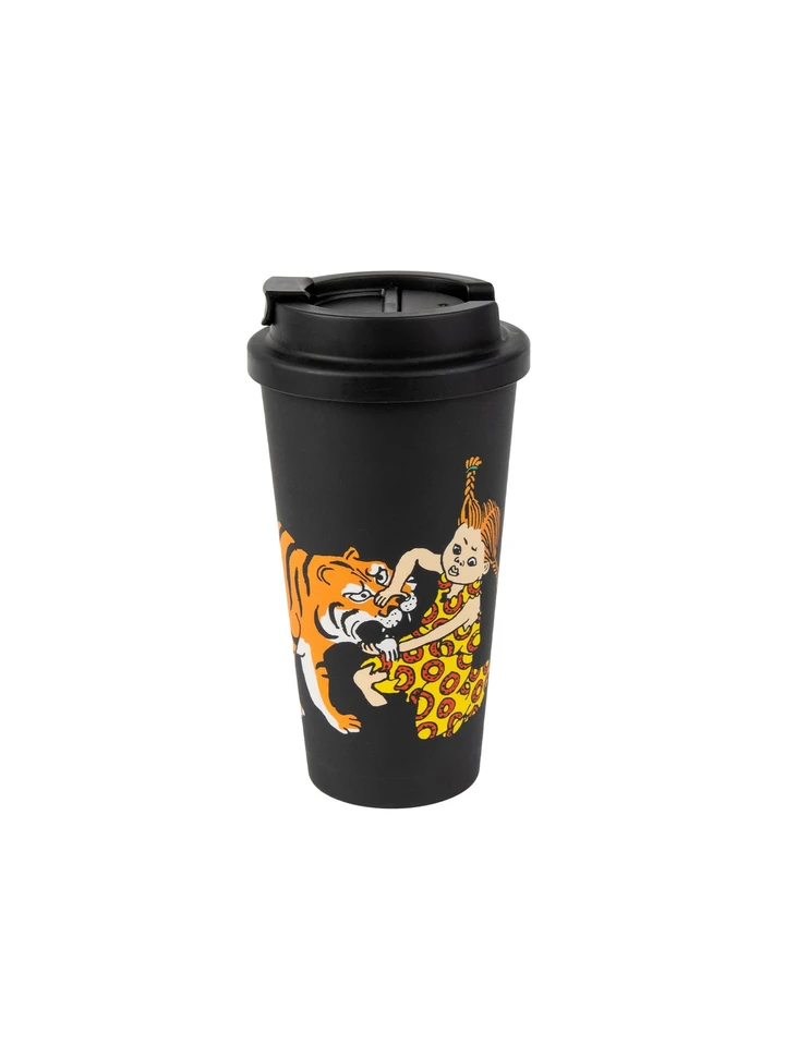 Take-Away Mug Pippi and Tiger 450 ml - Black
