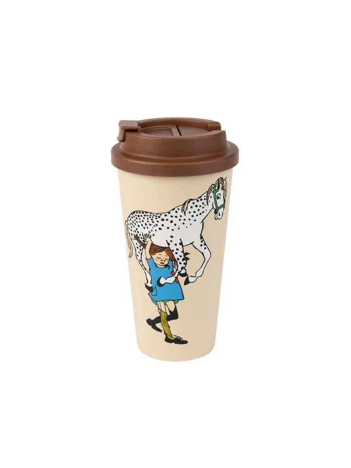 Take-Away Mug Pippi and Her Horse - Beige