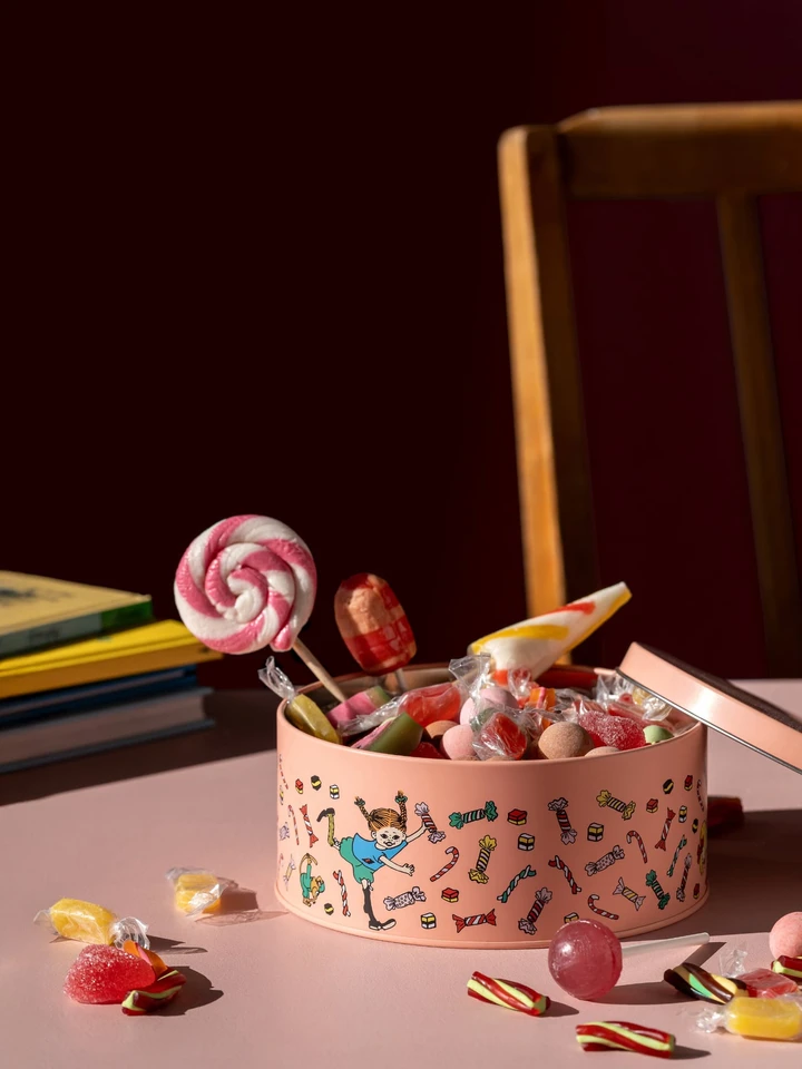 Tin jar Pippi Longstocking, pink - Ø15 cm
