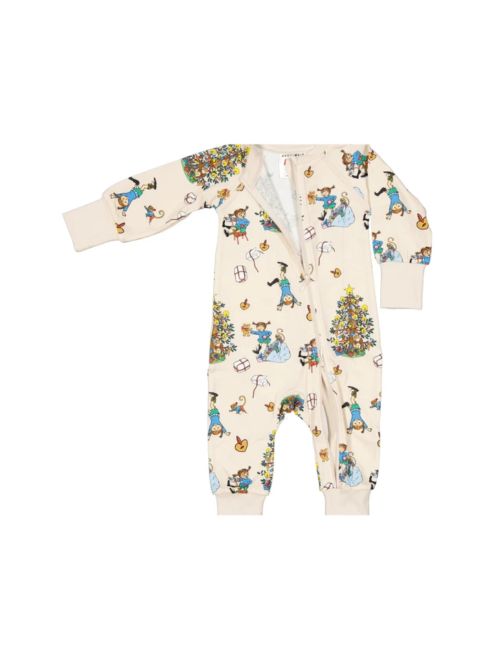 Weihnachts-Pyjama Pippi Langstrumpf Baby – Beige