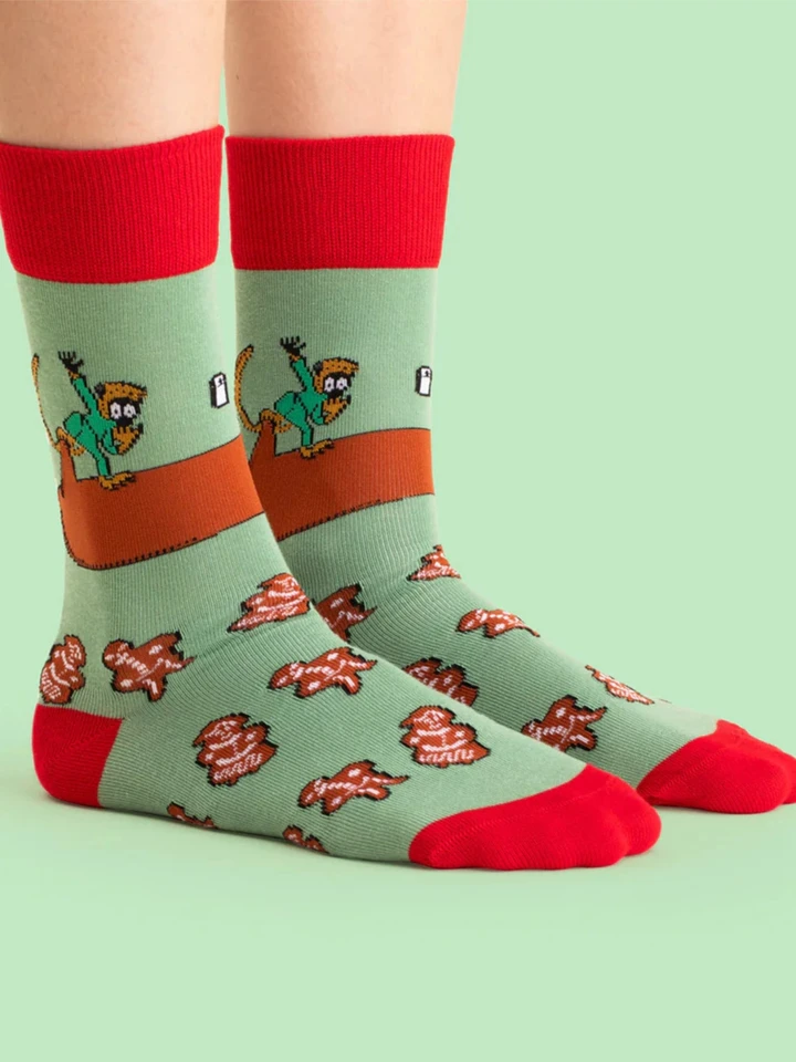 Strumpor Pippi Långstrump bakar Pepparkakor - Vuxen - Grön