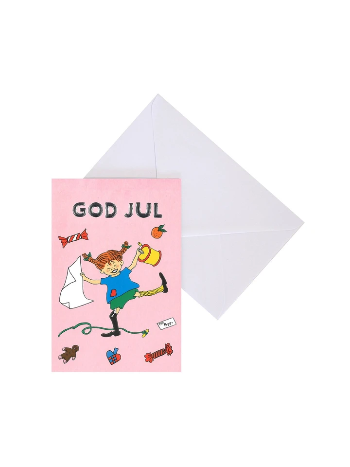 Christmas card Pippi Longstocking - Pink