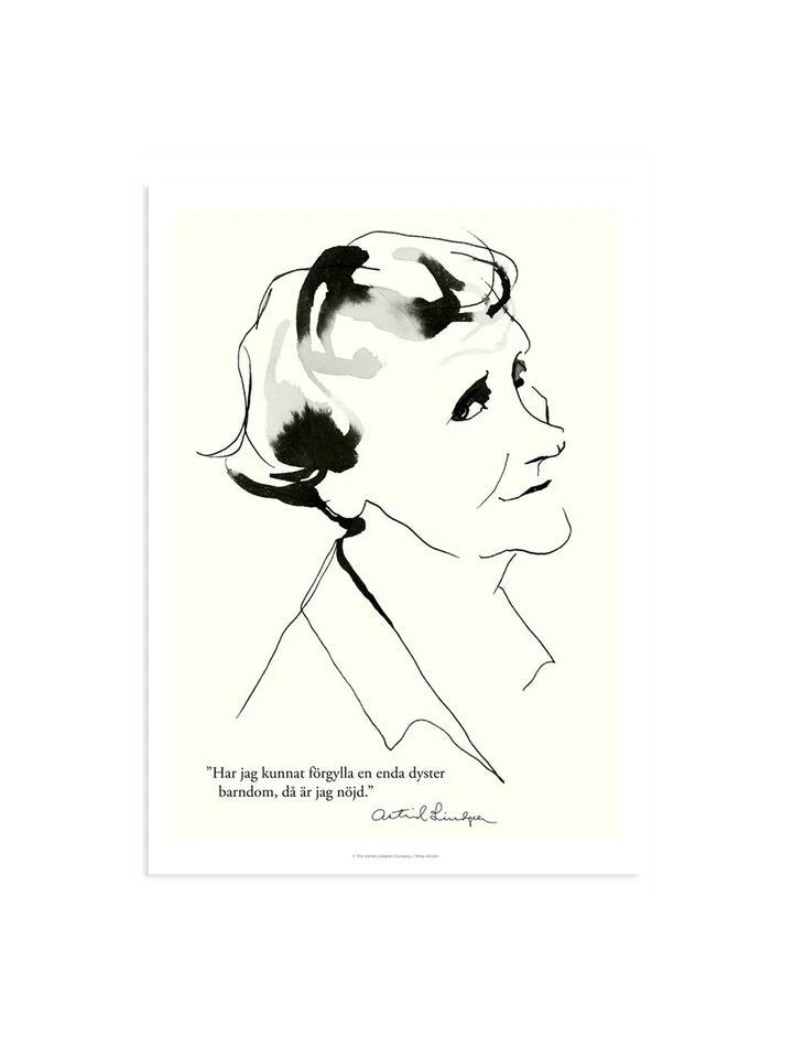 Poster Astrid Lindgren - Då är jag nöjd - 30x40cm