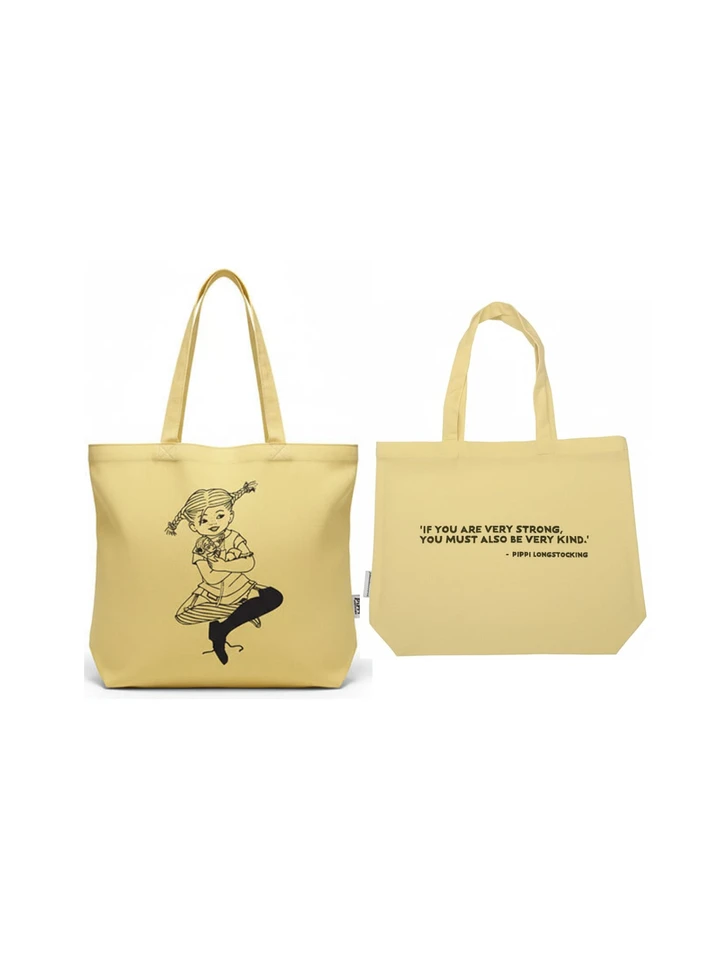 Totebag Pippi Longstocking embroidered - Light yellow