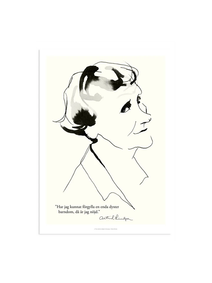 Poster Astrid Lindgren - Dann bin ich zufrieden - 13x18 cm