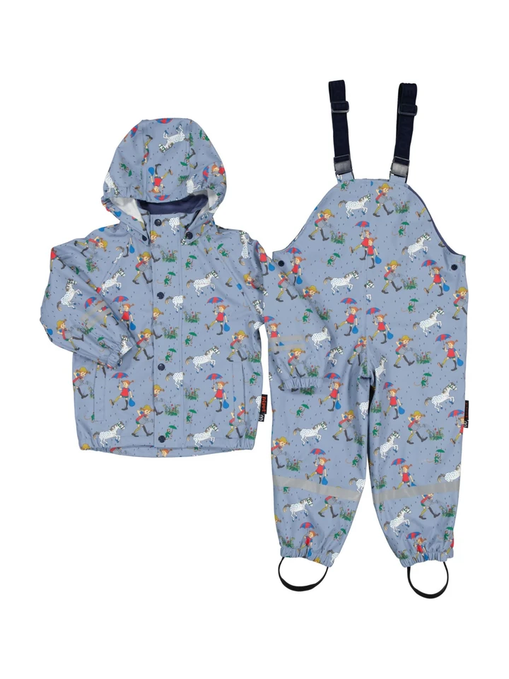 Rain Set Pippi Longstocking Fleece Lined - Denim blue