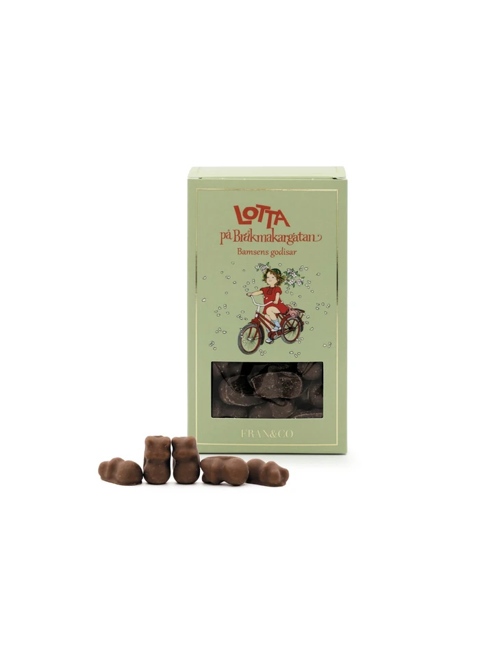 Lotta på Bråkmakargatan - Bamsens chockladdoppade gelé med hallonsmak