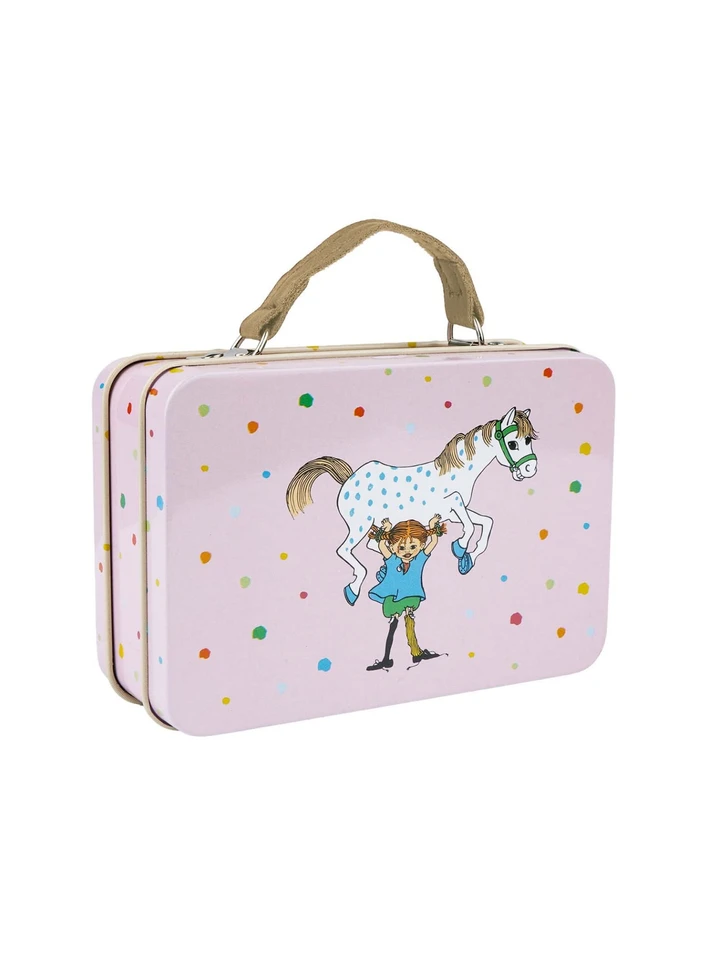 Small tin box Pippi Longstocking & Little Old Man - Pink