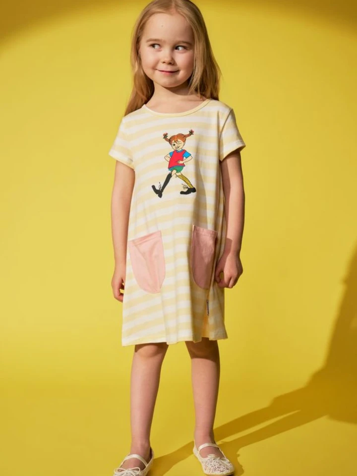 Klänning Pippi Långstrump - Gul/Vita ränder