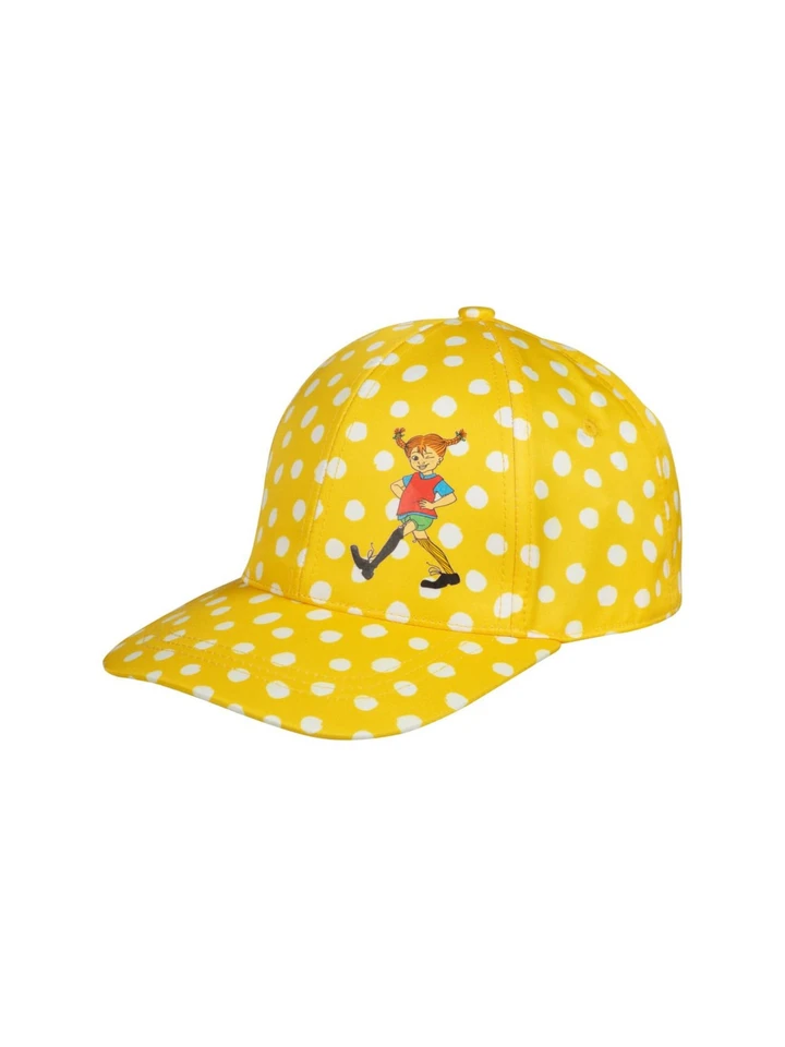 Barnkeps Pippi Långstrump prickig - Gul