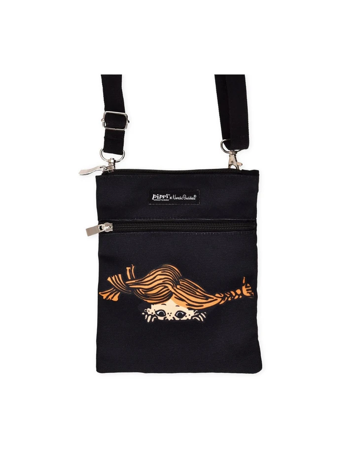 Umhängetasche Pippi Langstrumpf spitzt hervor – Schwarz