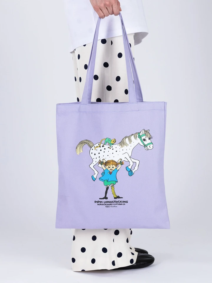 Totebag Pippi Longstocking Lifting Little Old Man - Purple