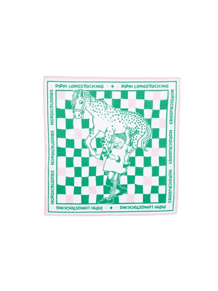 Scarf Pippi Longstocking & Little Old Man - Green/pink