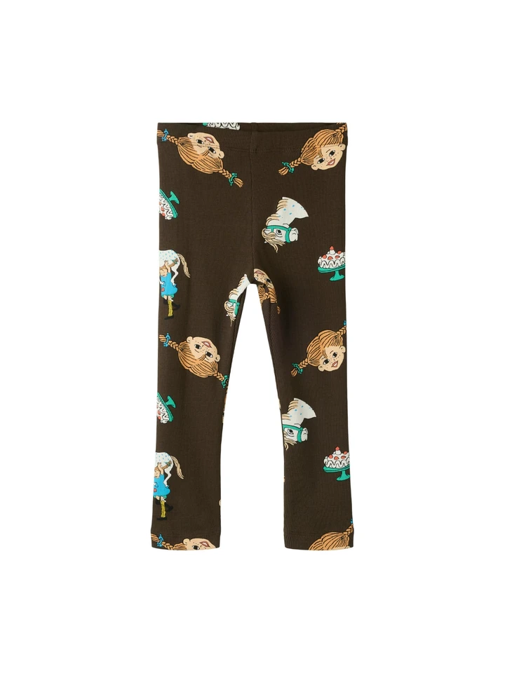 Leggings Pippi Longstocking & Little Old Man - Brown