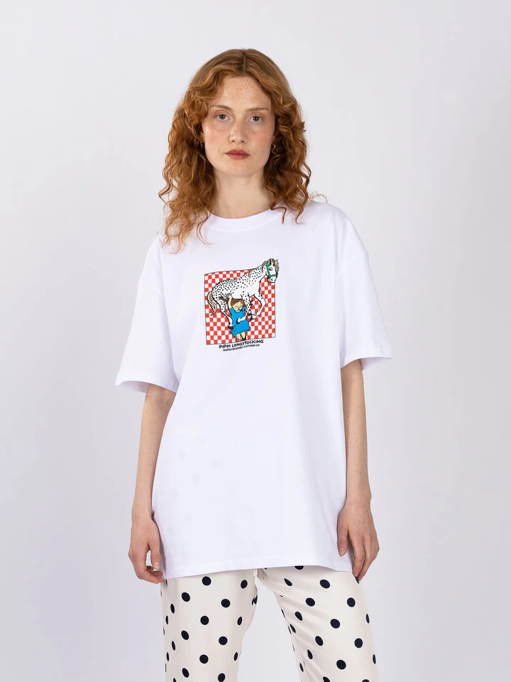 T-shirt Pippi Longstocking lifting horse - Red print