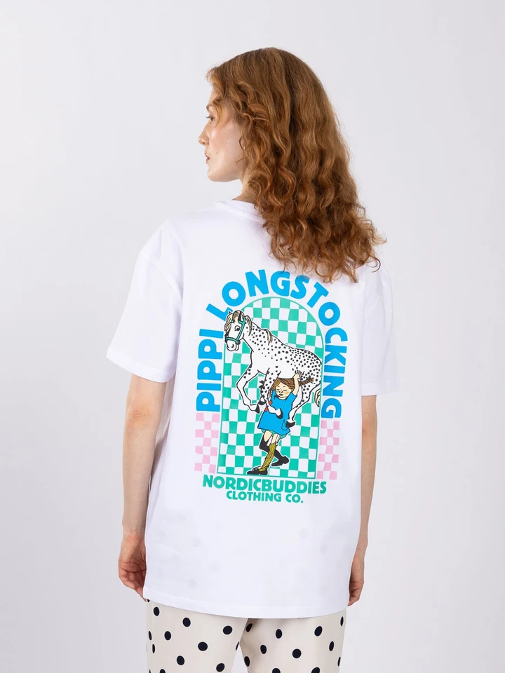 T-shirt Pippi Longstocking lifting horse - Blue print