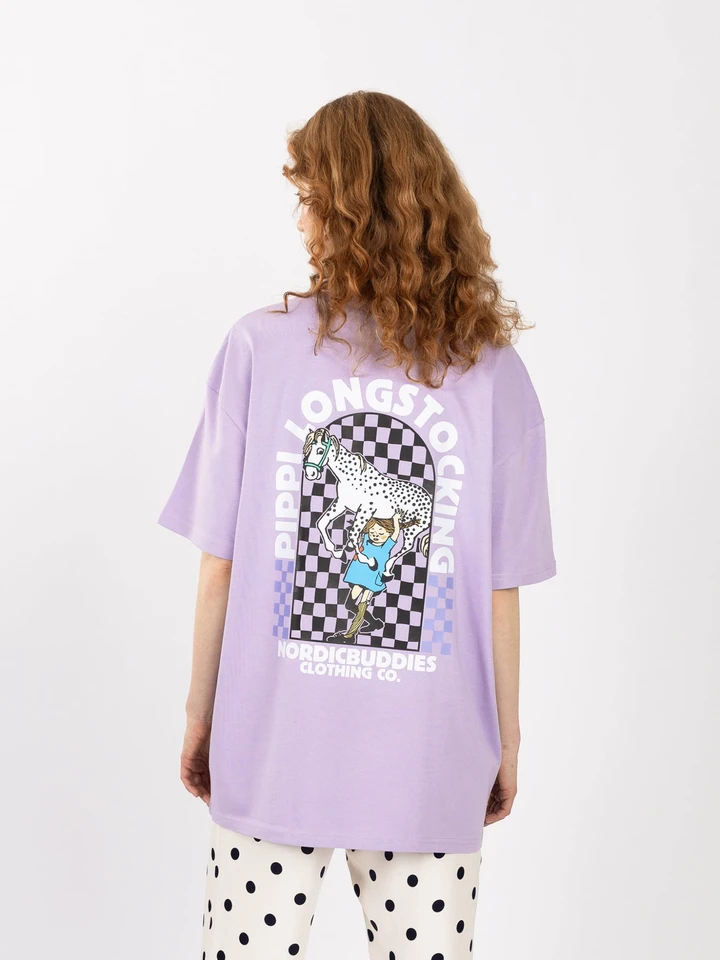 T-shirt Pippi Longstocking lifting horse - Purple