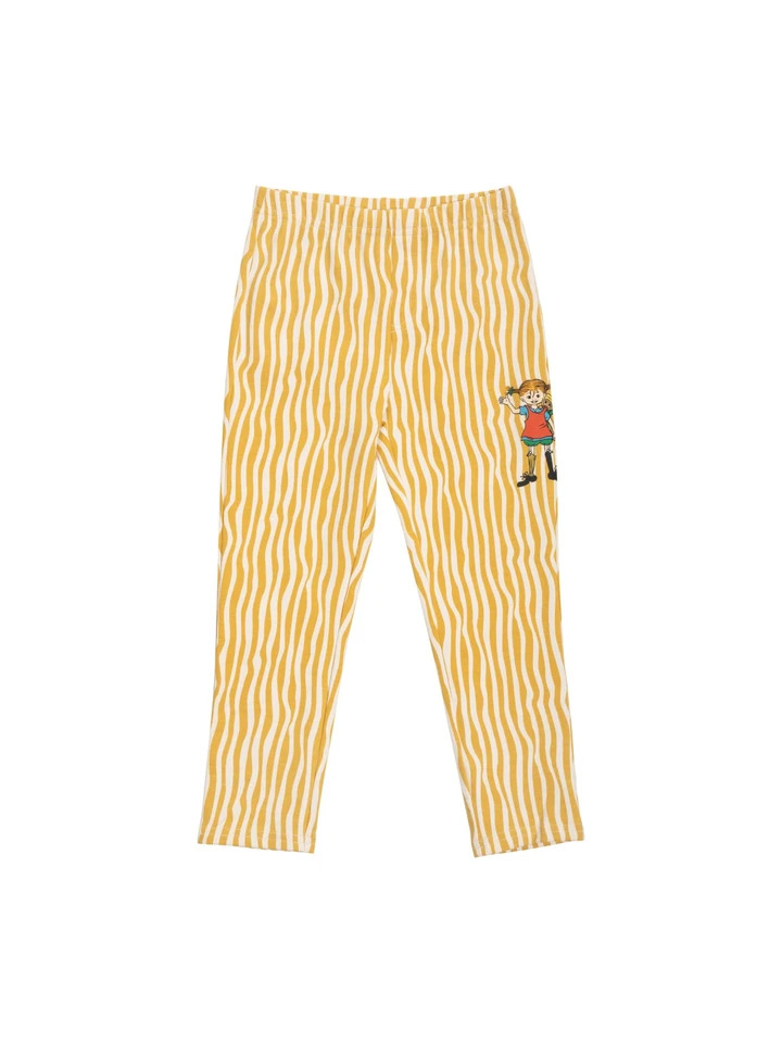 Leggings Pippi Longstocking striped - Yellow
