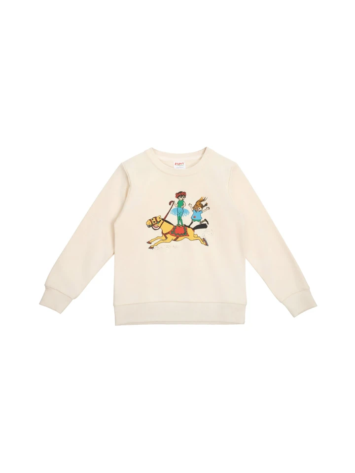 Sweatshirt Pippi Langstrumpf im Zirkus – Weiß
