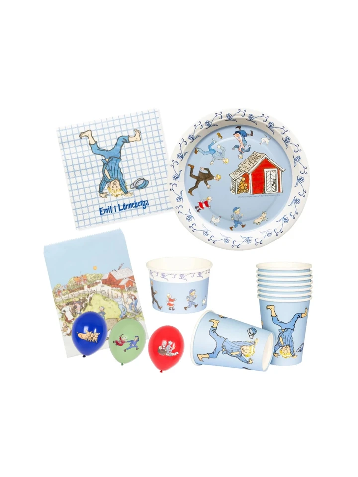 Emil in Lönneberga Big Party Kit - Plates, cups, balloons & other decorations