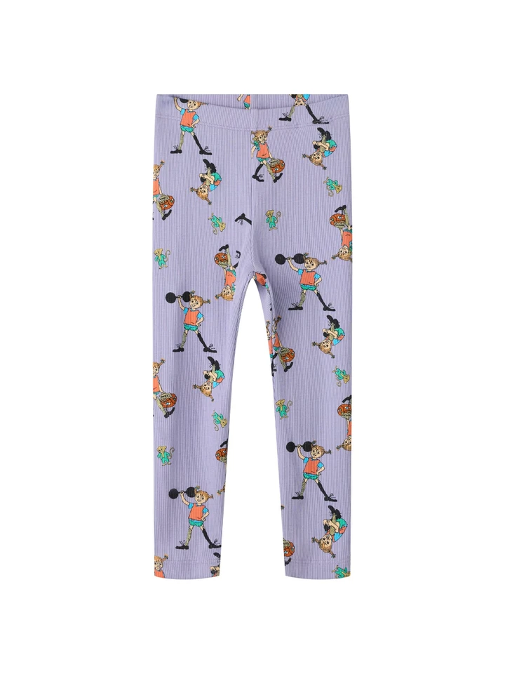Rippstrick-Leggings Pippi Langstrumpf – Lila