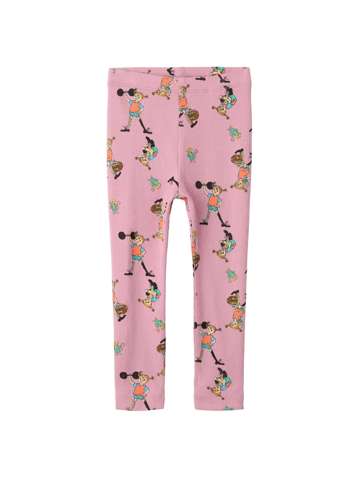 Rippstrick-Leggings Pippi Langstrumpf – Rosa