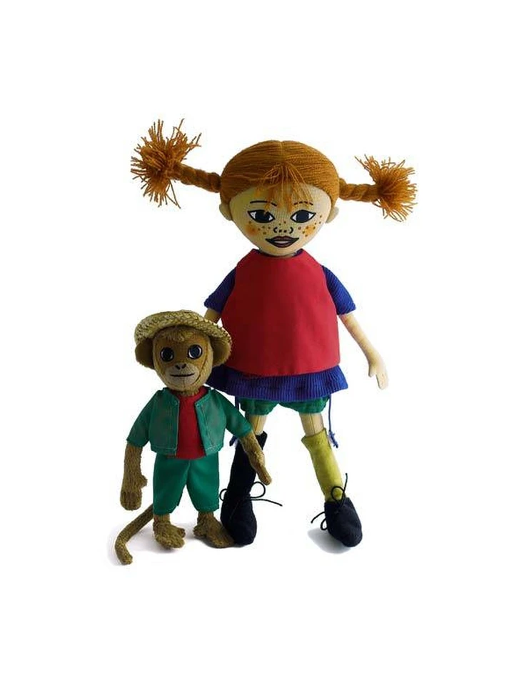 Puppen Pippi Langstrumpf und Herr Nilsson 27 cm