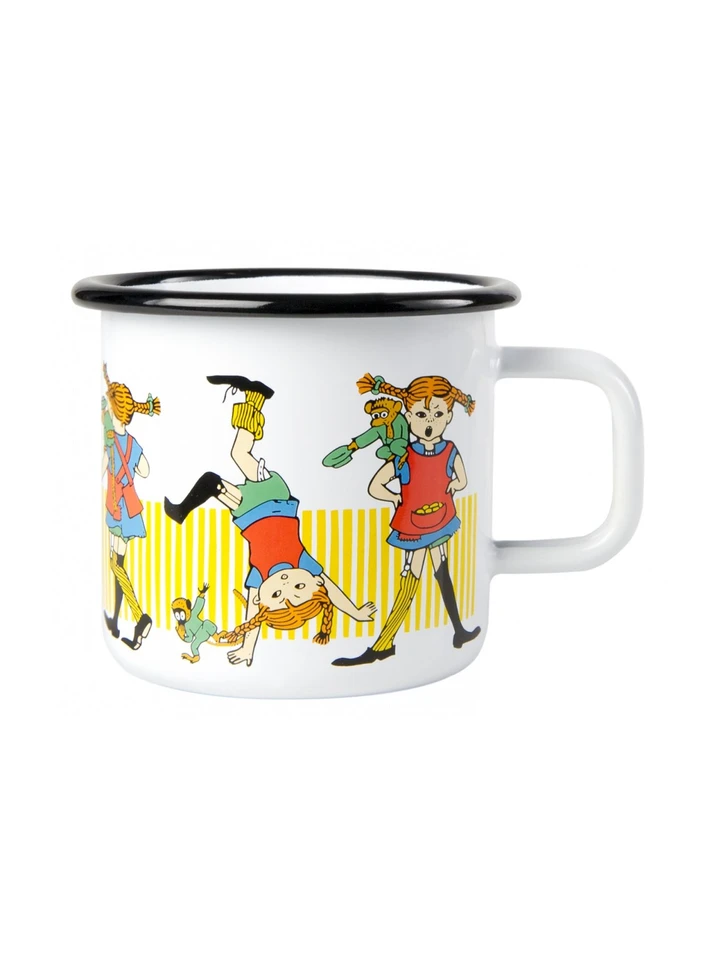 Enamel mug Pippi Longstocking, yellow, 370 ml