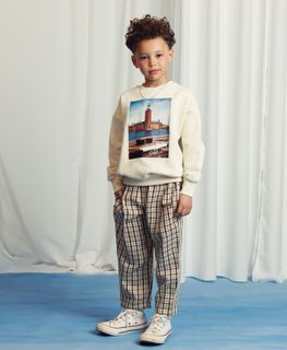 Gingham woven trousers 