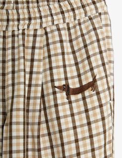 Gingham woven trousers 