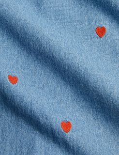 Mini hearts woven long sleeve shirt