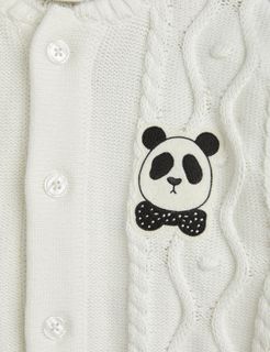 Panda texture knit baby onesie