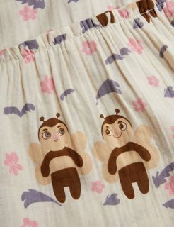 Muslin bee woven puff sleeve dress