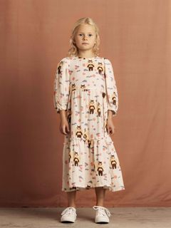Muslin bee woven puff sleeve dress