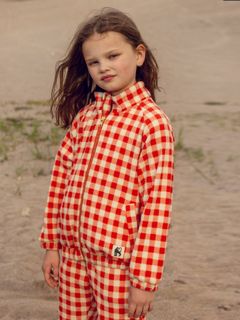 Gingham fleece jacket