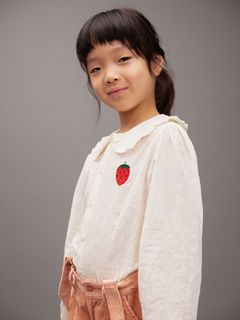 Strawberry schiffli blouse