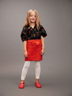 Texture knit bow skirt