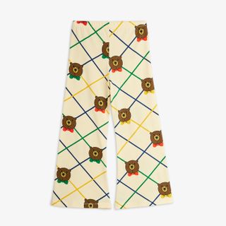 Bear check flared trousers