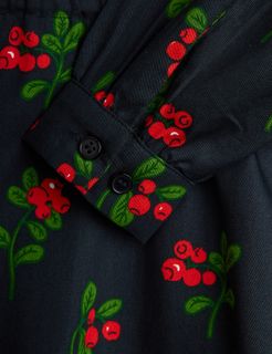 Lingonberries woven long sleeve dress