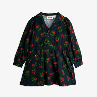 Lingonberries woven long sleeve dress