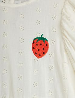 Strawberry schiffli woven dress