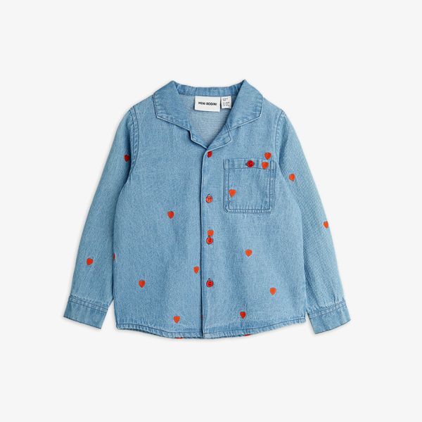 Mini hearts woven long sleeve shirt